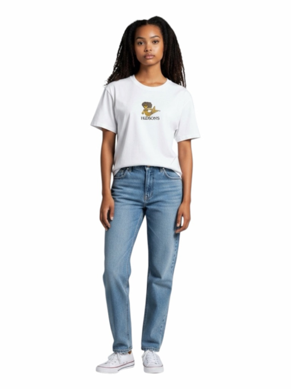 Hudson’s‎ Mermaid Logo Graphic T-Shirt Small Beige Organic Cotton Tee